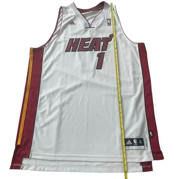 ADIDAS NBA MIAMI HEAT BOSH #1 JERSEY STITCHED WHITE RED SZ XL 2011 BASKETBALL